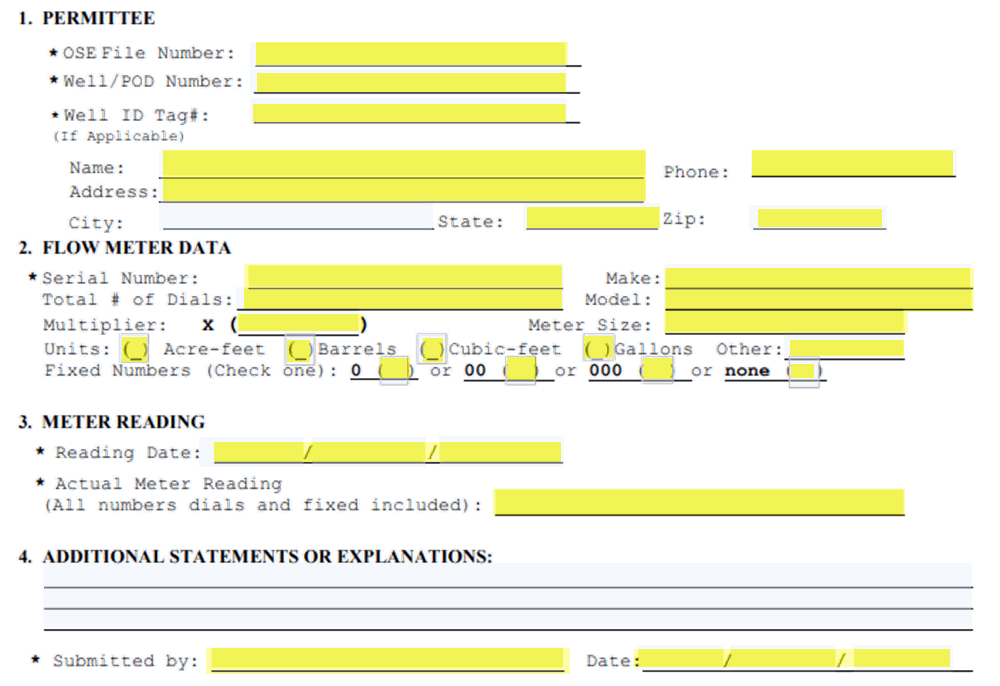 Meter Reading Form